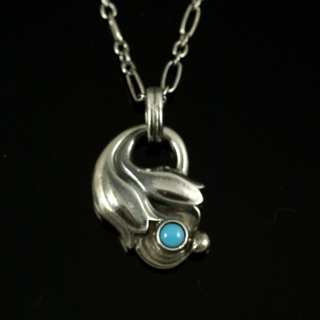 Georg Jensen Sterling Silver Pendant of the Year 1999 with Turquoise - Heritage.