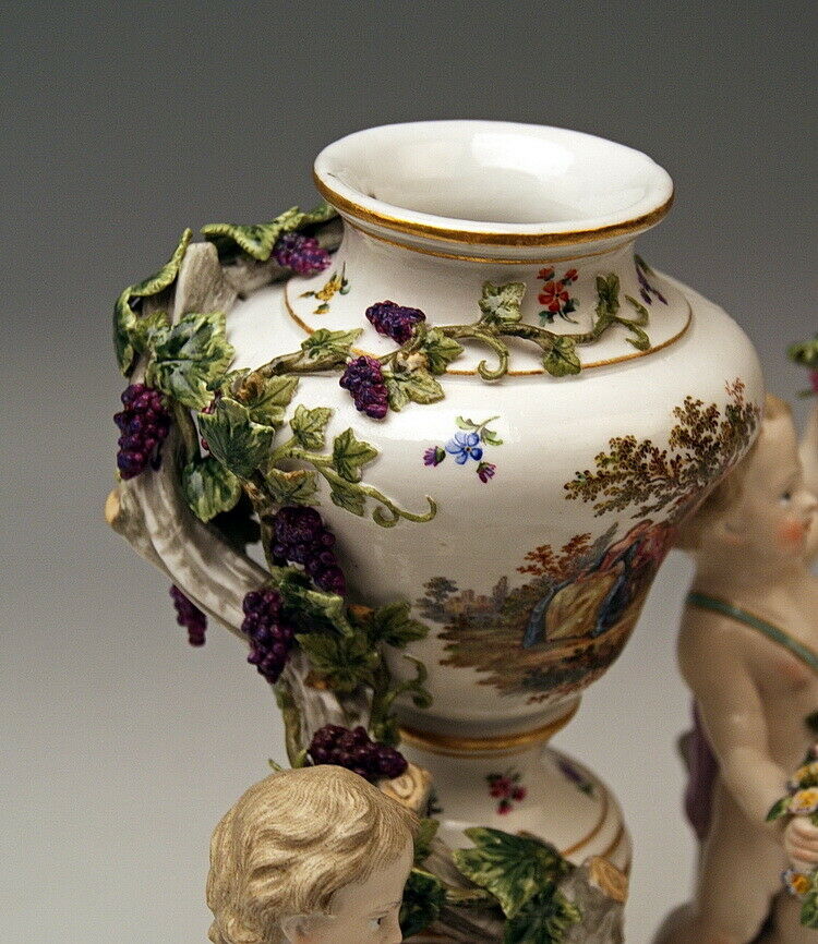 邁森 MEISSEN マイセン FIGUR GRUPPE DECKELVASE URNENFORM 2 PUTTEN MNR: 1009 UM 1830