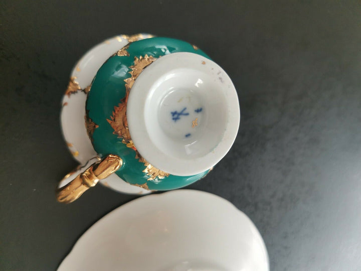 マイセン　Bフォーム　ロシアングリーン　コーヒーカップ＆ソーサー　2級品