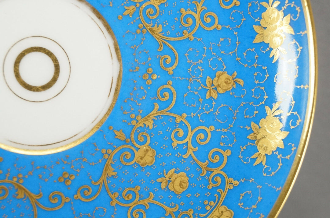 19th Century KPM Berlin Wilhelm I Royal Blue Gold Floral Oversized Cup & Saucer