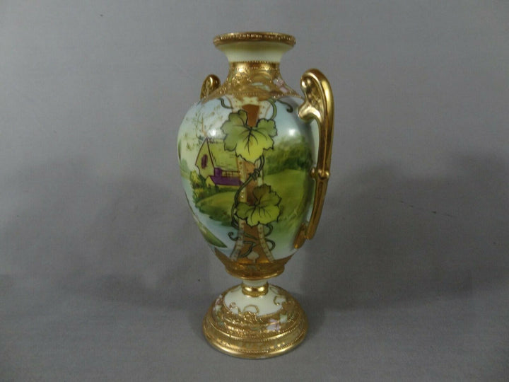 オールドノリタケ　水辺の風景の花瓶