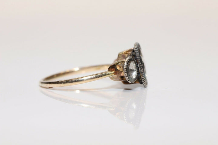 オリジナル ヴィンテージ 14K ナチュラルローズカットダイヤモンドのリング