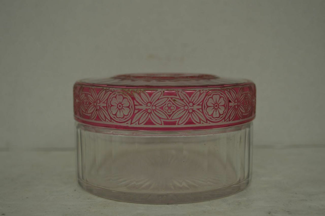 Vintage BACCARAT ART DECO Boîte en verre avec gravé fleurs- afficher le titre d'origine