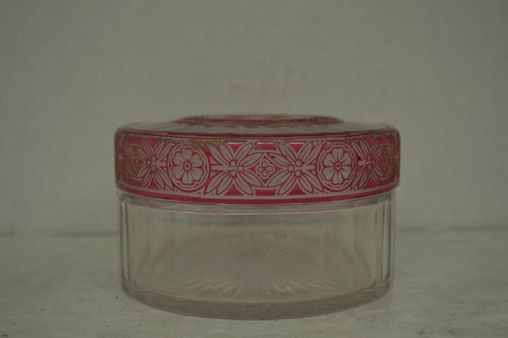 Vintage BACCARAT ART DECO Boîte en verre avec gravé fleurs- afficher le titre d'origine