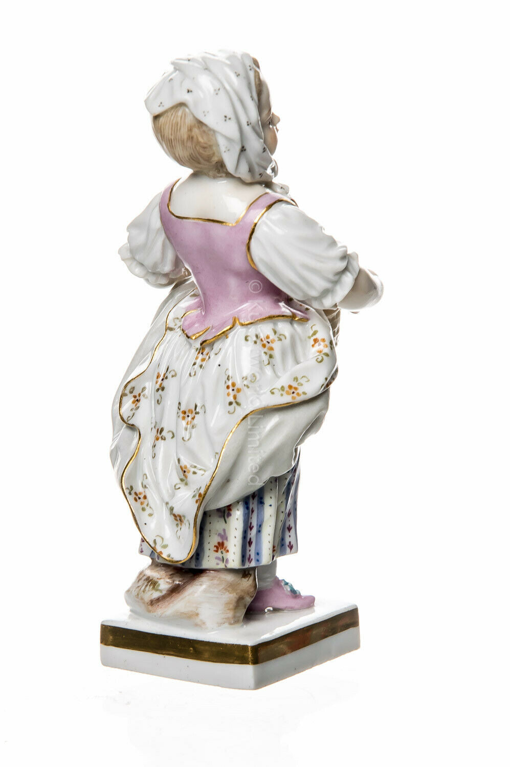 マイセン人形　花かごを持ったガーデニングの子供　1850-1924年頃