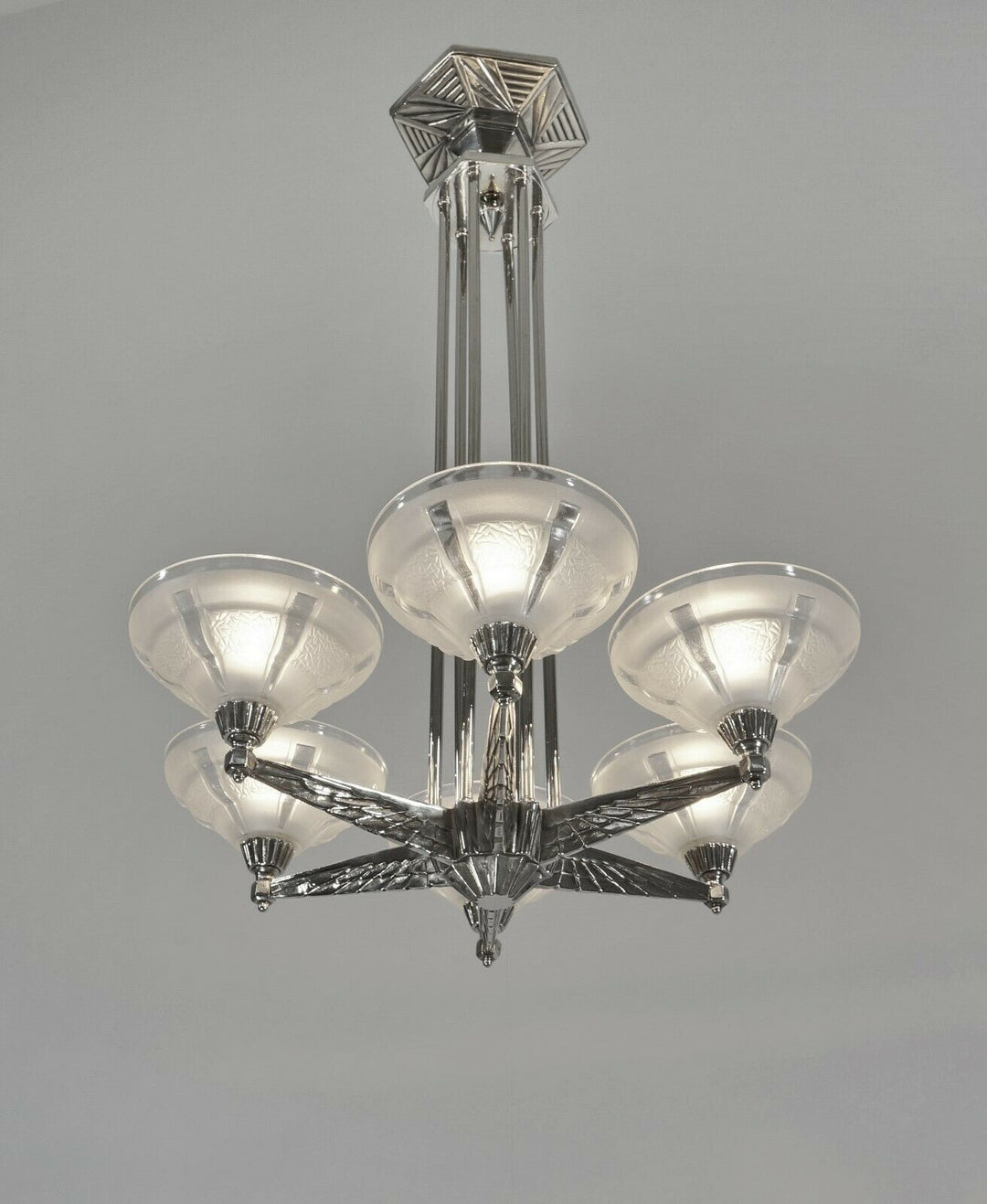 FRENCH 1930 ART DECO CHANDELIER by H.Fournet ...... lamp muller degué era France