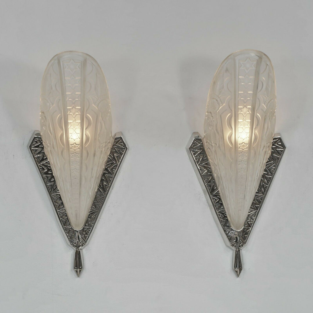 pair of 1930 art deco wall sconces by DONNA France ..... lights lamp 1925 muller