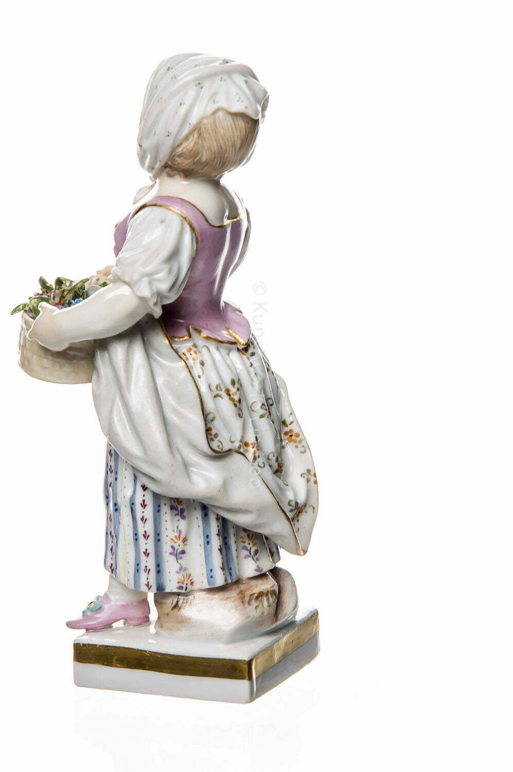 マイセン人形　花かごを持ったガーデニングの子供　1850-1924年頃