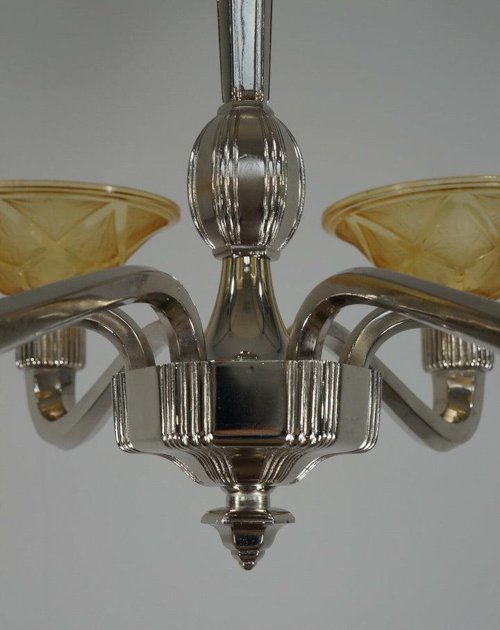 HANOTS : FRENCH 1930 ART DECO CHANDELIER .......... lustre lamp lampe muller era