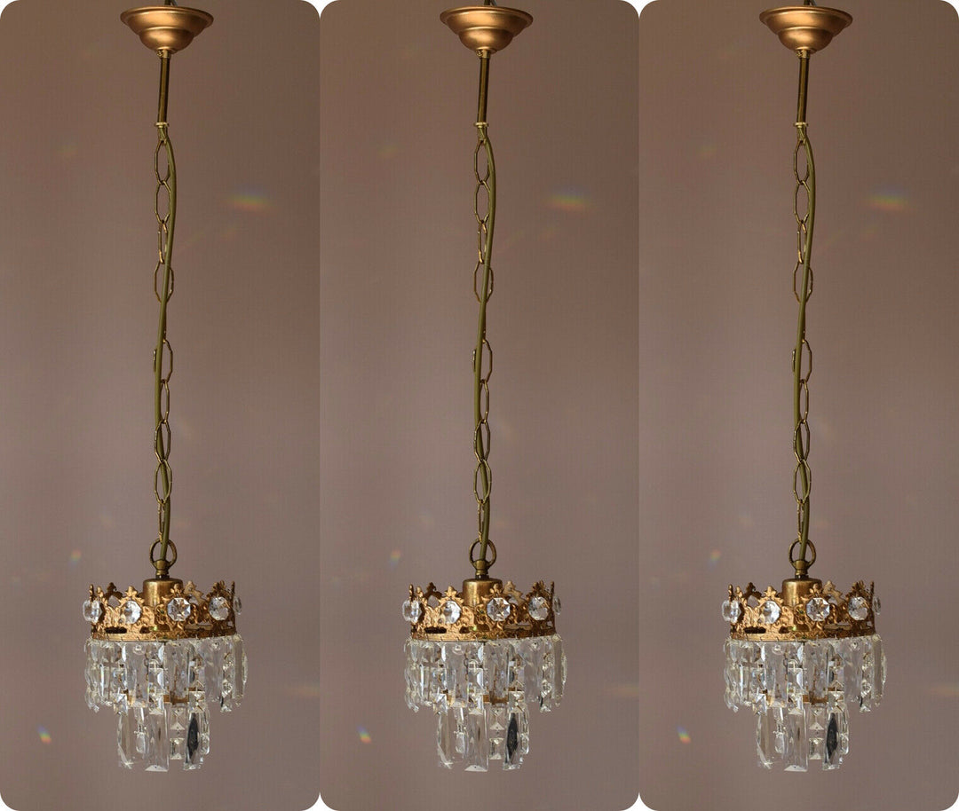 Three Matching Antique Crystal Chandeliers,Vi