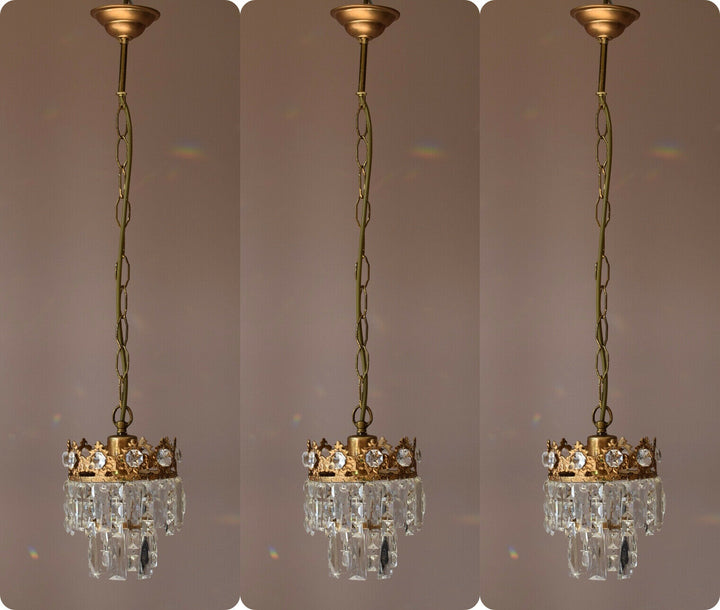 Three Matching Antique Crystal Chandeliers,Vi