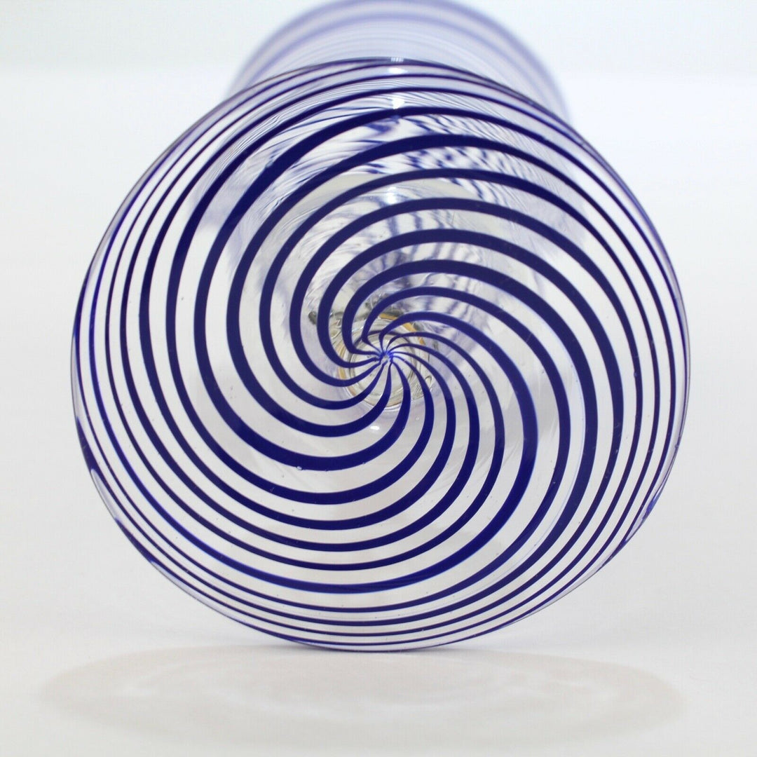 Pair of 2 Bimini Austrian Blue Swirl Wine or Cocktail Glasses - Lampwork Deco GL