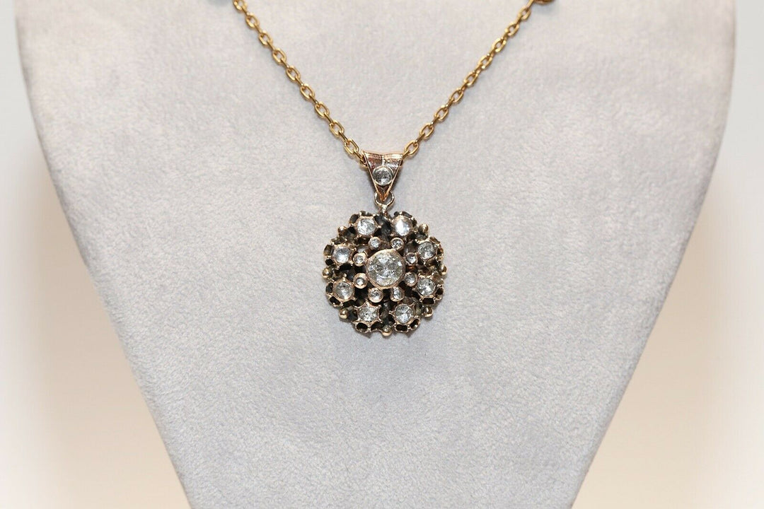 アンティーク オスマン朝 14K ゴールド 天然ローズカット ダイヤモンド装飾ネックレス