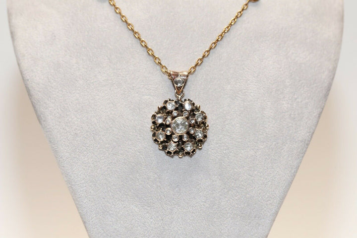 アンティーク オスマン朝 14K ゴールド 天然ローズカット ダイヤモンド装飾ネックレス