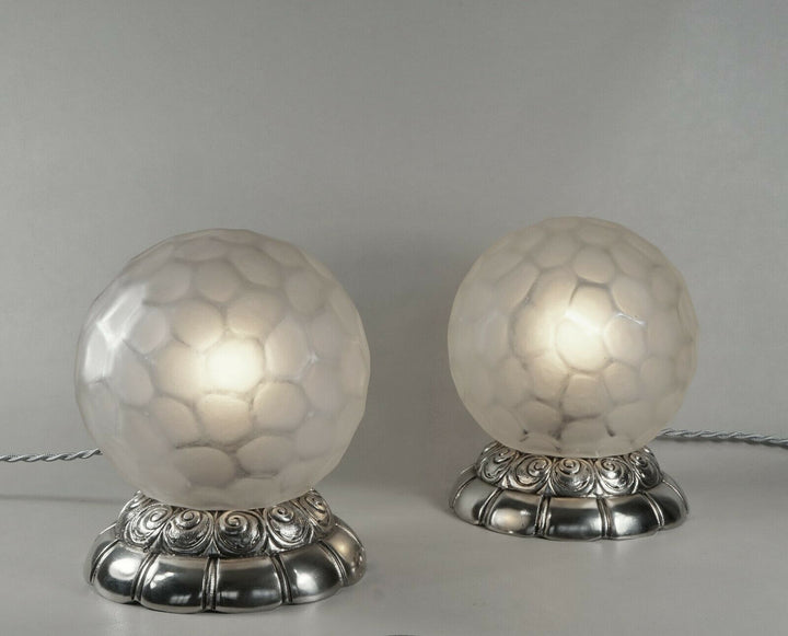 ジェネ＆ミション　ペアのアールデコランプ　1925-1930年　球形ランプ　ミューラー時代
