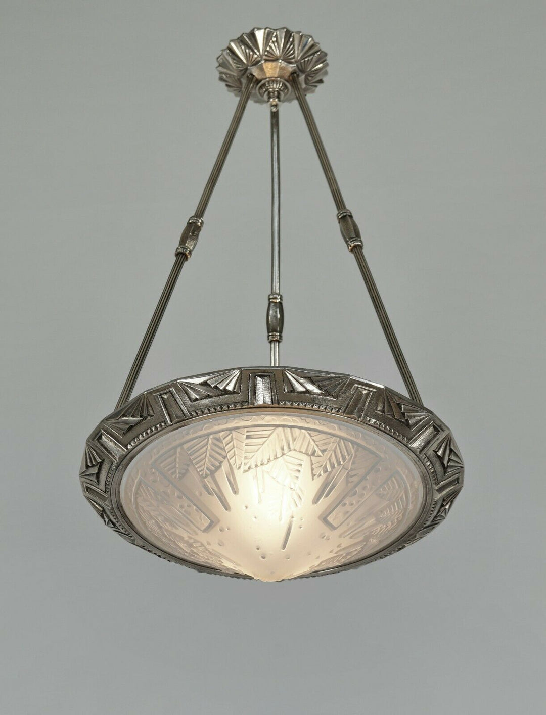 MAYNADIER & MULLER : FRENCH 1930 ART DECO CHANDELIER lamp pendant degué era