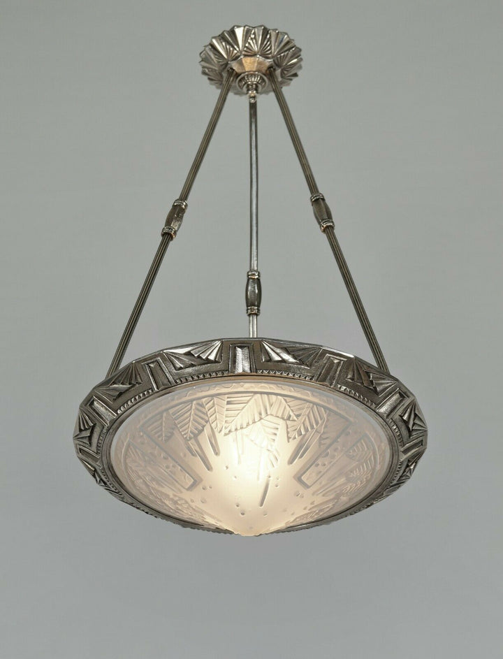 MAYNADIER & MULLER : FRENCH 1930 ART DECO CHANDELIER lamp pendant degué era