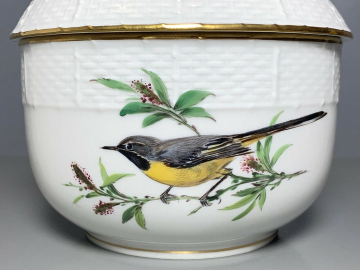 GROSSE MEISSEN DECKELDOSE ZUCKERDOSE DOSE VOGEL SCHMETTERLING TOP ZUSTAND 1.WAHL
