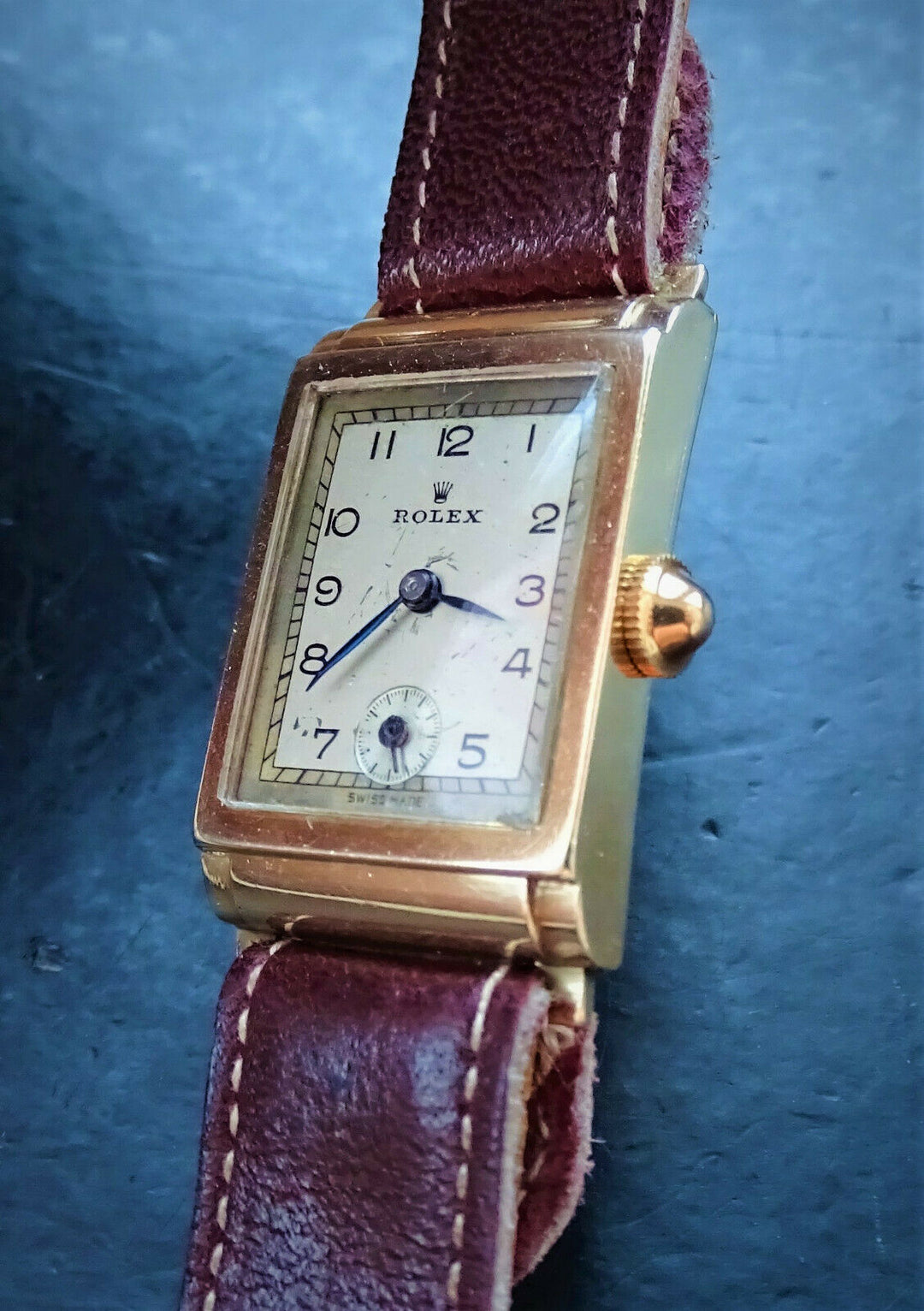 Rolex ♛ 2536 Art Deco Yellow Gold 9C 375 Antique Luxury Men's Watch 1930 Service