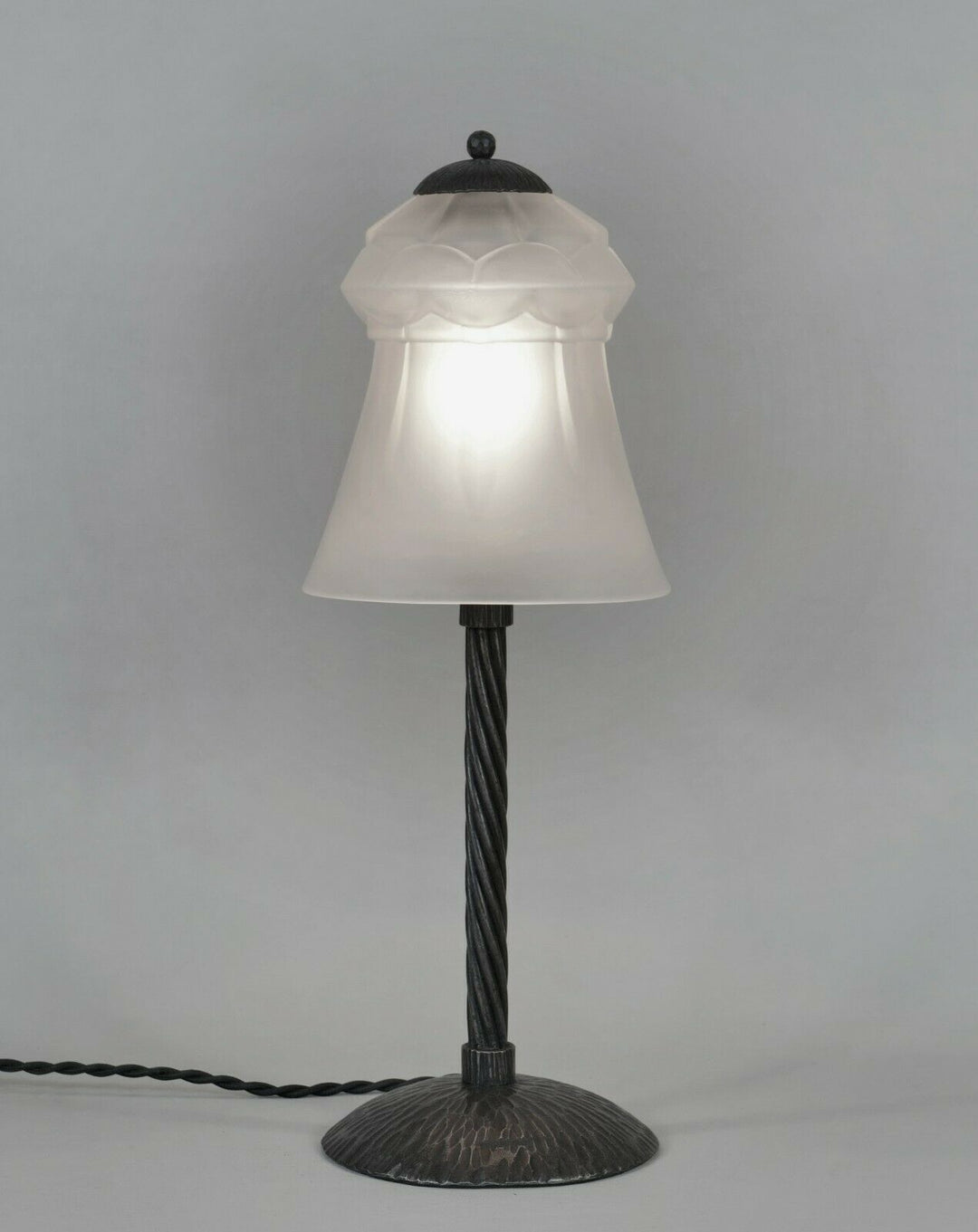 FOURNET & SCHNEIDER : FRENCH 1930 ART DECO LAMP . fer forgé HF France muller era