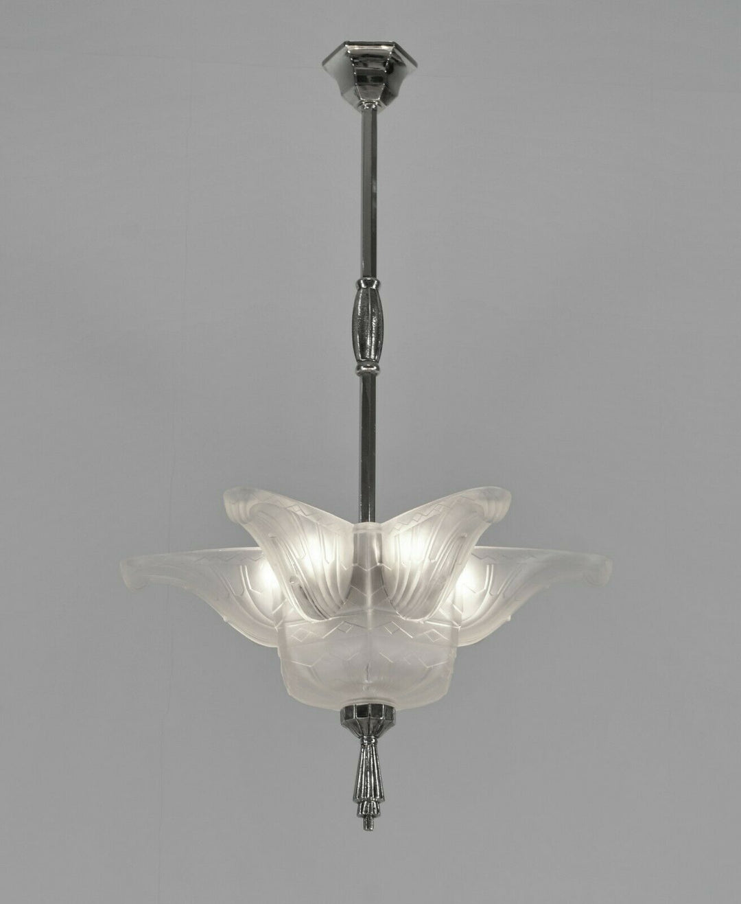 HANOTS : French 1930 art deco pendant chandelier .. lamp muller degué era France