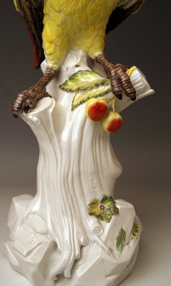 邁森 MEISSEN マイセン TIER FIGUR PAPAGEI BAUM KIRSCHEN PARROT KÄNDLER NR:77234 H:43 CM