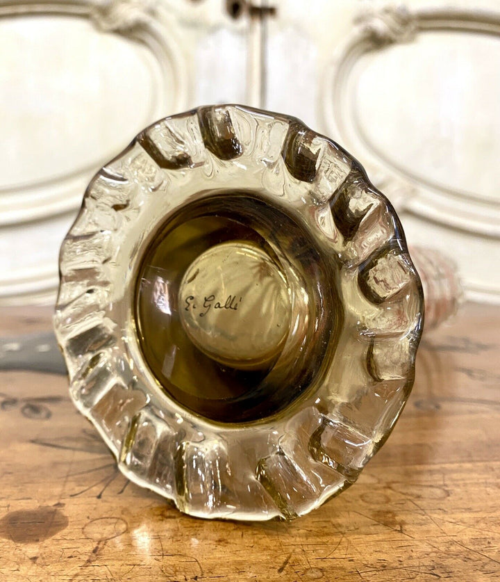Émile Gallé - Vase Tube En Verre Dit «Chardon De Lorraine», Art Nouveau - 27cm