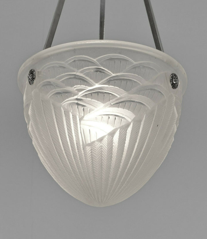 MAYNADIER & SCHNEIDER : FRENCH ART DECO PENDANT CHANDELIER 1930 lamp muller era