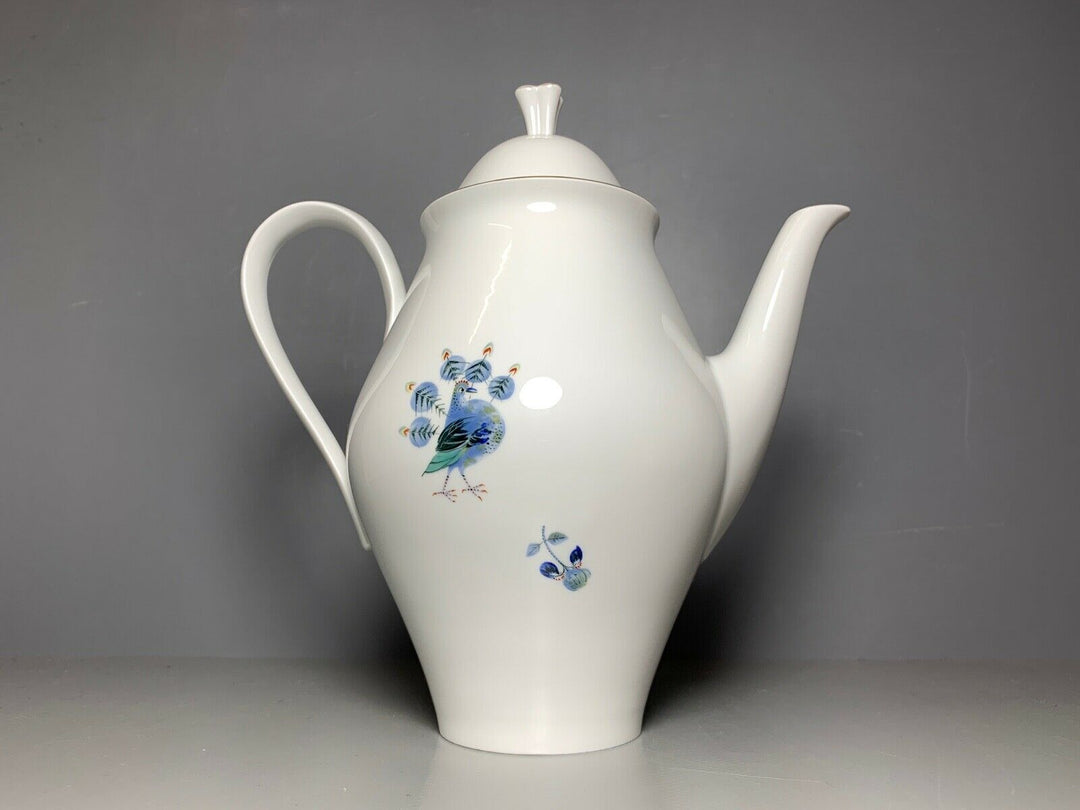 SCHÖNE MEISSEN KAFFEE KANNE TAUBEN PFAUE VÖGEL BLUMEN GOLD HEINZ WERNER 1.WAHL