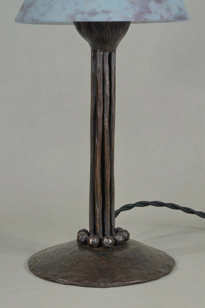 DAUM & VASSEUR : FRENCH 1925 1930 ART DECO LAMP wrought iron . muller era France