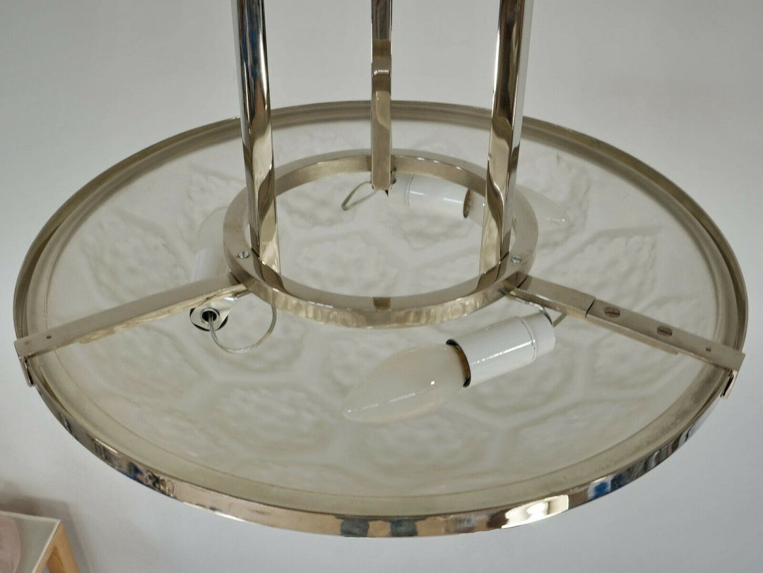 ETLING : FRENCH 1930 ART DECO CHANDELIER .......... pendant modernist lamp 1935
