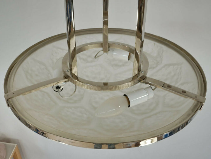 ETLING : FRENCH 1930 ART DECO CHANDELIER .......... pendant modernist lamp 1935