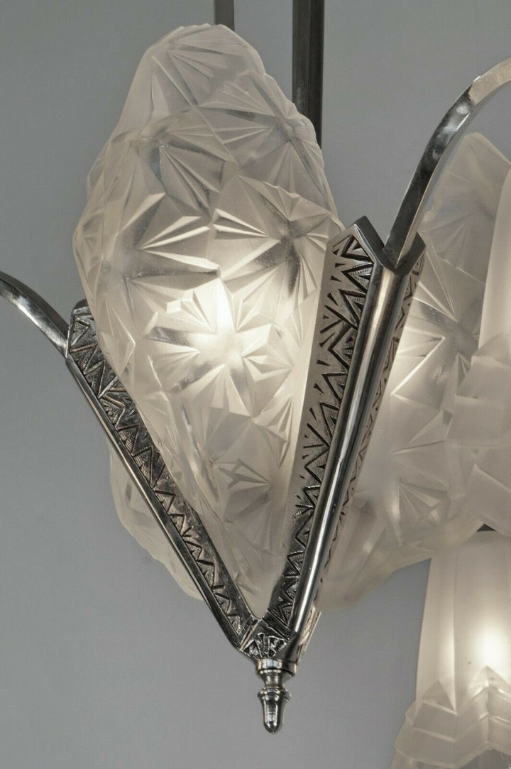DEGUE : FRENCH 1930 ART DECO CHANDELIER ...... lamp muller era France