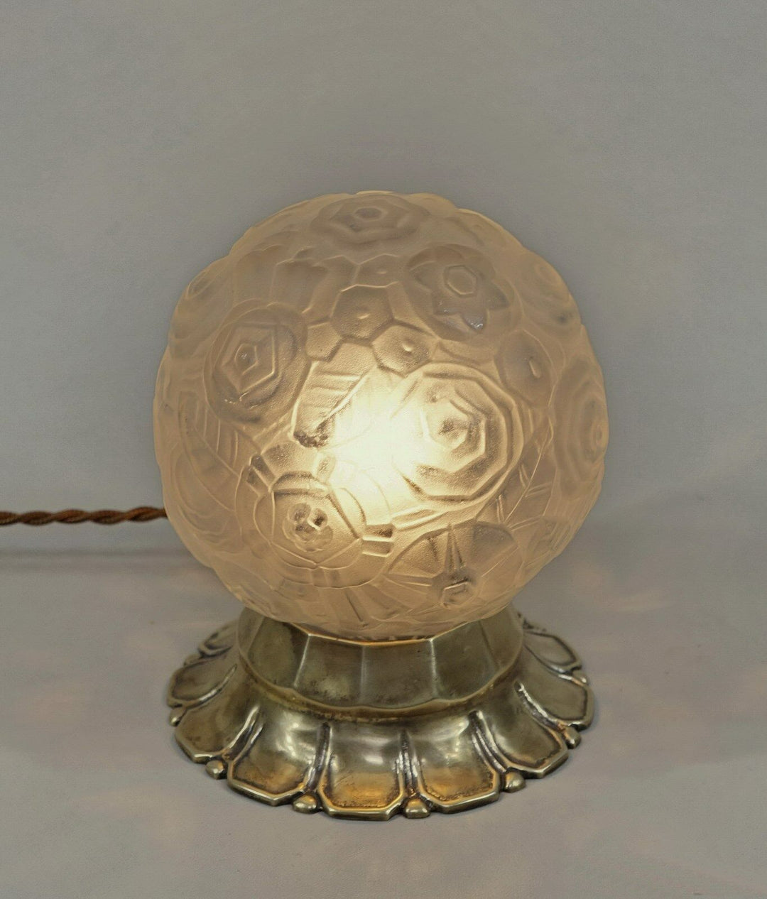 SABINO : FRENCH ART DECO LAMP 1930 ... bronze lustre globe lampe muller era 1925