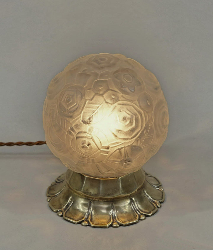 SABINO : FRENCH ART DECO LAMP 1930 ... bronze lustre globe lampe muller era 1925