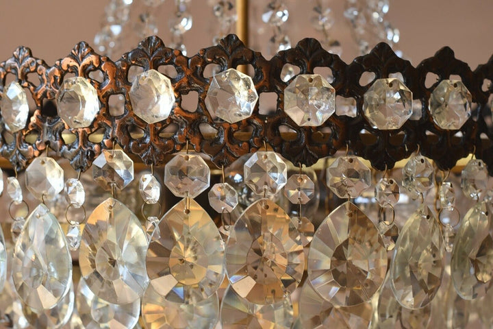 Vintage Crystal Chandelier, Antique French Style Lighting, lamp, Ceiling Light