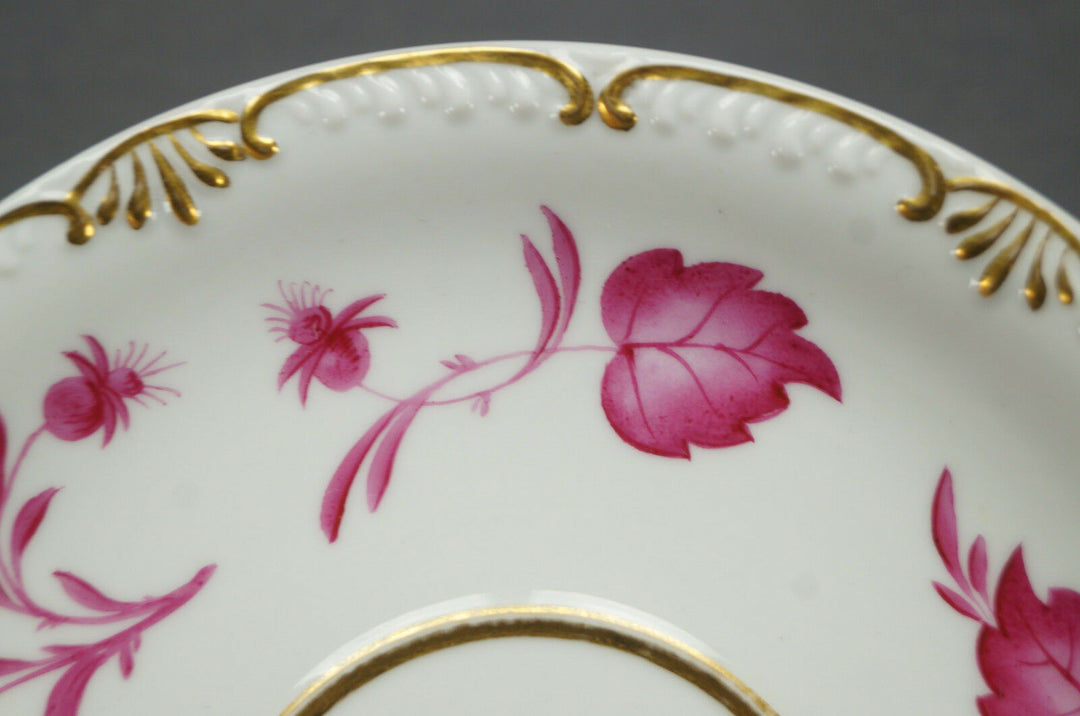 KPM Berlin Hand Painted Pink Floral Leaves & Gold Tea Cup Circa 1837 - 1844