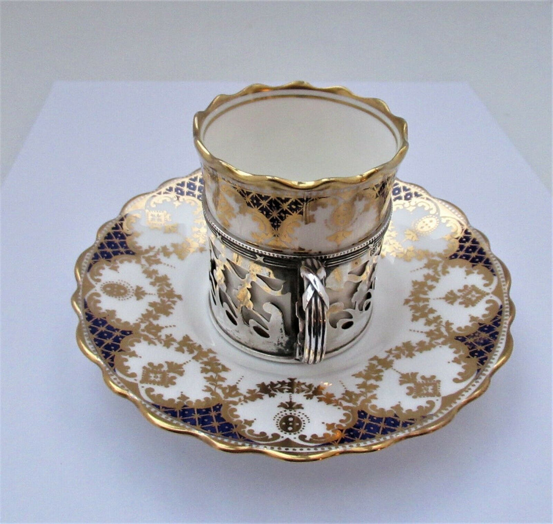 Aynsley Bone China Cup & Saucer/Silver Mount, Robert Pringle & Son, CHESTER 1909