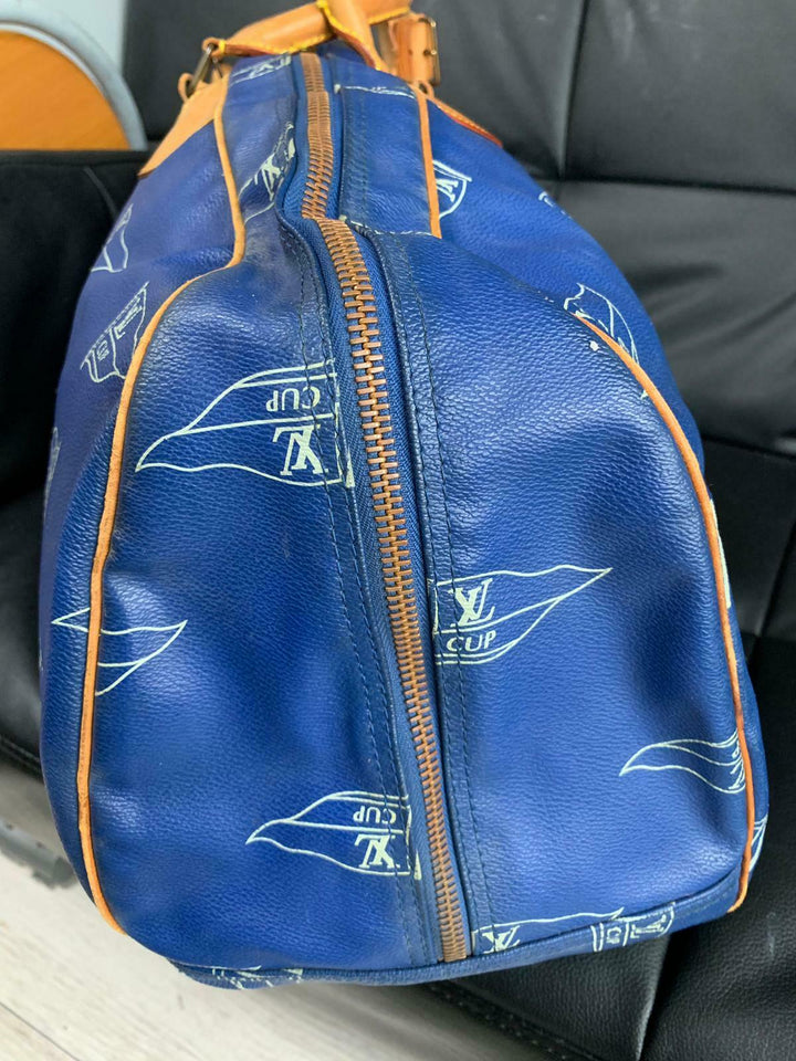 LOUIS VUITTON Sac Plein Air Long BAG CUP 1992 BLUE LEATHER VINTAGE Boston LV35