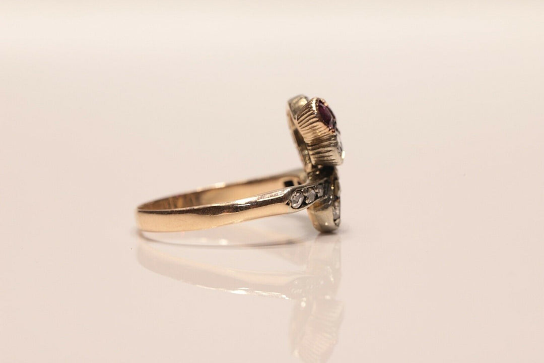 アンティーク オリジナル アールヌーヴォー 18K ナチュラルローズカット　ダイヤモンドのリング