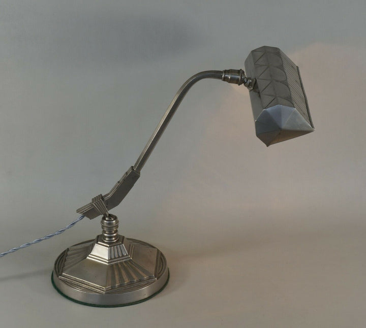MONIX : French art deco piano lamp in nickeled bronze 1930 ... table lamp France