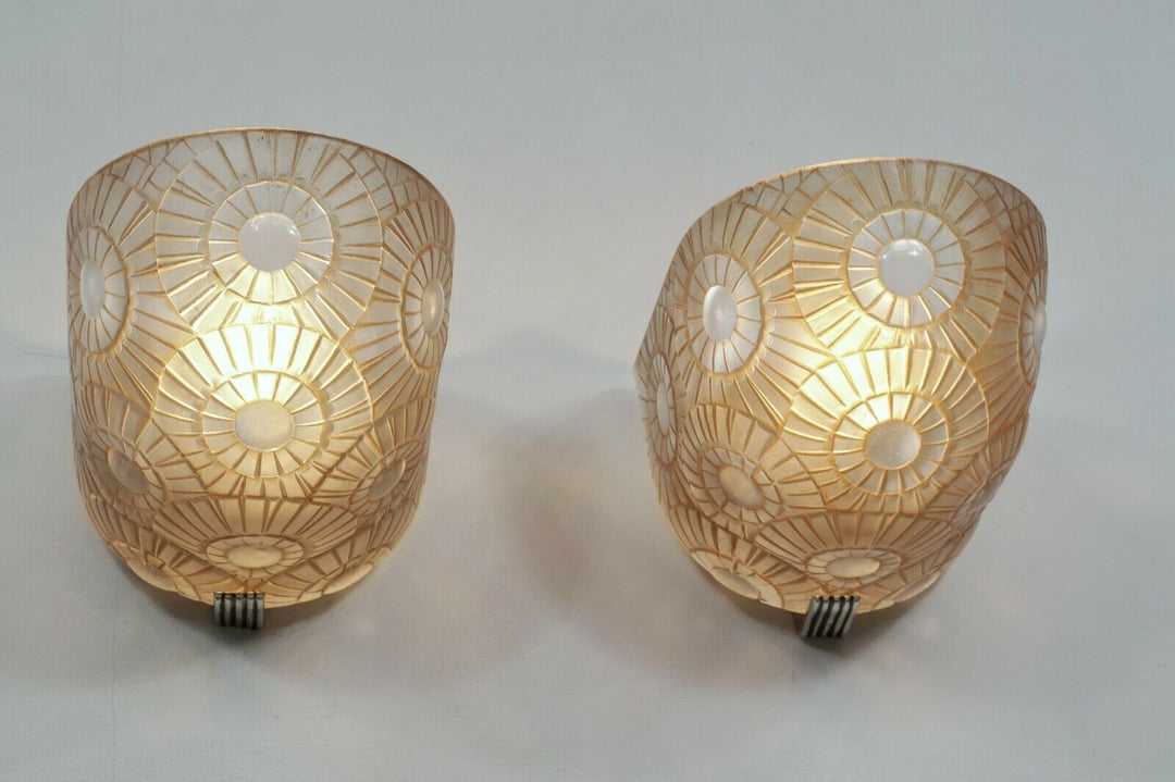 SIMONET FRERES : a pair exceptional French 1930 art deco wall sconces ... France