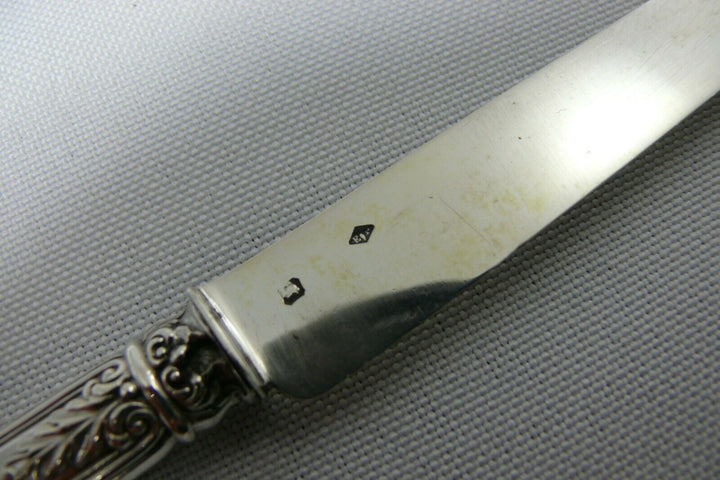 Puiforcat, 12 couteaux à fruits/entremets/dessert/fromage, lames argent Minerve.