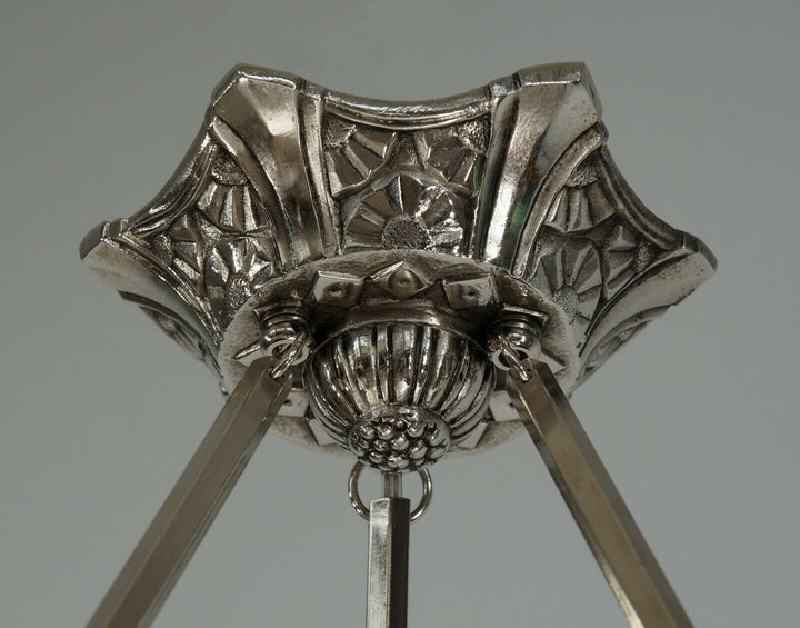 HUBENS & DEGUÉ : FRENCH 1930 ART DECO CHANDELIER .. pendant 1925 lamp muller era