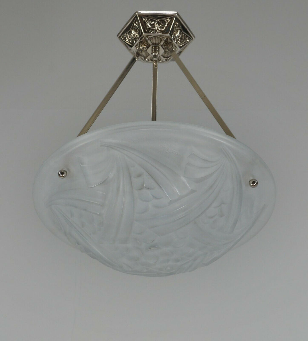 DEGUE : FRENCH 1930 ART DECO PENDANT ... chandelier Negra lamp muller era France