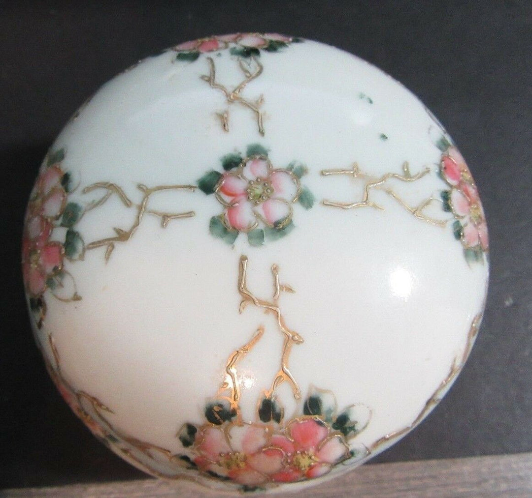 HAND PAINTED COVERED FOOTED JAR VINTAGE NIPPON MORIMURA PRETTY ANTIQUE