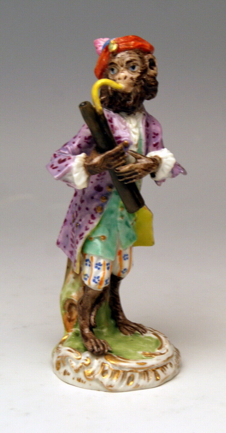 邁森 MEISSEN マイセン FIGUR AFFENKAPELLE FAGOTTIST MONKEY ORCHESTRA NR: 18 UM 1840