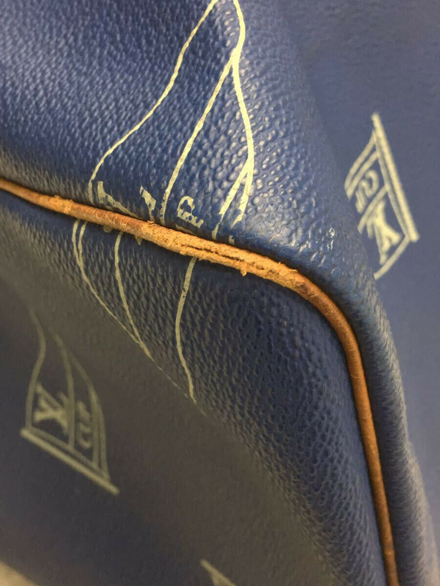 LOUIS VUITTON KEEPALL 45 BAG CUP 1992 BLUE LEATHER VINTAGE Boston