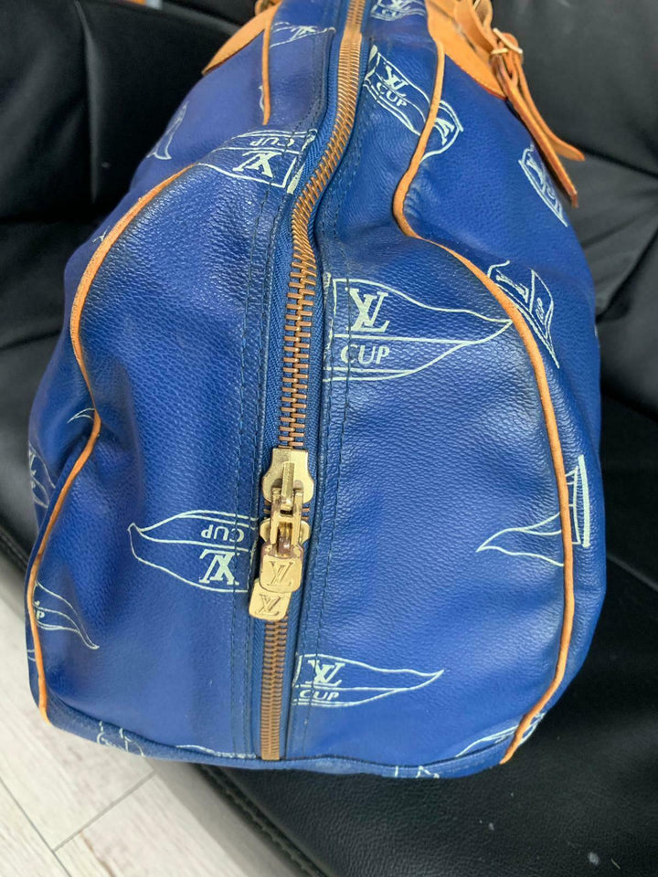 LOUIS VUITTON Sac Plein Air Long BAG CUP 1992 BLUE LEATHER VINTAGE Boston LV35