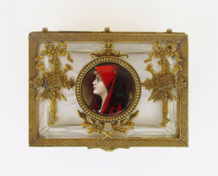 RARE ANTIQUE 19TH CENTURY FRENCH BRONZE & BACCARAT CRYSTAL JEWERLY CASKET BOX